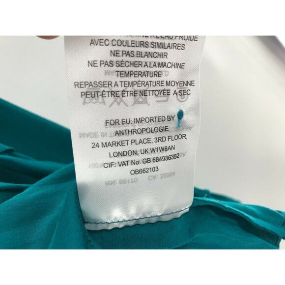 Maeve Womens Blouse Sz M Cold Shoulder Ruffles Viscose Turquoise NEW - Picture 6 of 10